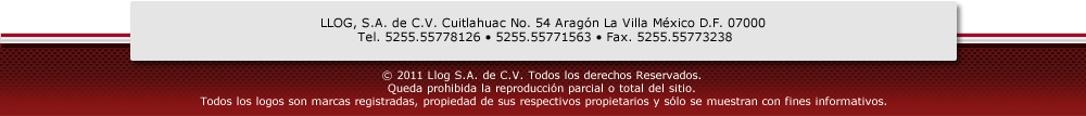 Llog S.A. de C.V. Cuitlahuac #54 Aragón la Villa México D.F. 07000